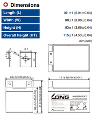 Ắc quy Long WP1251WBT 12V-51W-15Min ( 12V 12Ah)