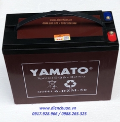 Ắc quy xe điện dọn rác/ quét rác/ lau chà sàn/ xe điện 3 bánh 12V-50Ah Yamato 6-DZM-50