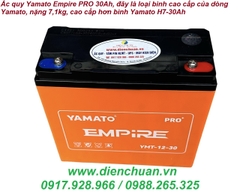 Ắc quy Yamato Empire Pro 12V-30AH dòng cao cấp nặng 7.1kg- Bình xước móp góc do vận chuyển, mới 100%- Bán thanh lý giá rẻ