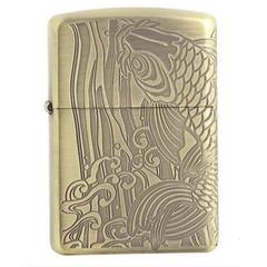 Zippo Nhật cá chép vỏ dày phiên bản đồng và bạc