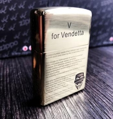 ZIppo đồng chính hãng 5 mặt khắc V for Vendetta 2