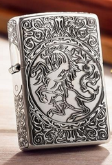 Zippo silver 2SI-HORSE dập nổi sang trọng chính hãng