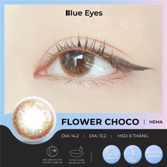 <Lens đặc biệt > Kính áp tròng cao cấp Hàn Quốc màu nâu vân hoa hồng FLOWER CHOCO, Giãn nhẹ DIA 14.2mm