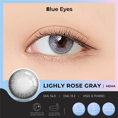 Kính áp tròng Hàn Quốc màu xám xanh LIGHLY ROSE GRAY, giãn tròng nhẹ DIA 14.0, HSD 6 tháng, độ cận 0~ 8 diop.