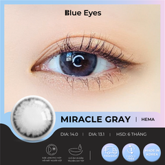 Kính áp tròng Hàn Quốc xám xanh MIRACLE GRAY , giãn tròng nhẹ 14.0, đủ độ cận đến 8 diop.