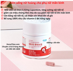 Viên uống nữ hoàng tăng cường nội tiết tố chiết xuất rễ cây đại hoàng  giàu raponticin duy trì cuộc sống khoẻ mạnh, thoải mái khi mãn kinh - 𝐀𝐭𝐨𝐦𝐲 𝐑𝐡𝐮𝐛𝐚𝐫𝐛 𝐐𝐮𝐞𝐞𝐧 (160mg x 30 viên - 애터미 루바브퀸  - Атоми Королева ревеня