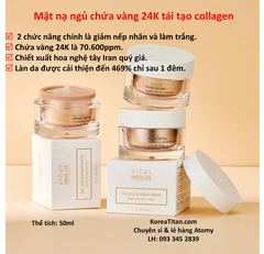 Mặt nạ ngủ chứa tinh chất vàng 24k chống lão hóa, trắng sáng da -  Atomy Absolute Gold Night mask 50ml - 앱솔루트 24K 골드 나이트 마스크' - Атоми Абсолют Ночная маска 24к золото