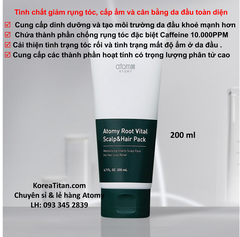 Tinh chất chứa thành phần chống lão hoá da đầu và ngăn rụng tóc thảo được, bảo vệ chân tóc yếu 200ml - Atomy Root Vital Scalp Hair Pack - 애터미 루트 바이탈 두피 헤어 팩 - Atomy Root Vital Набор для волос для кожи головы