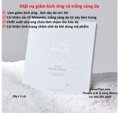 Mặt nạ làm dịu và giảm kích ứng do tia UV - Atomy Absolute Snow Facial Mask  20g x 5 cái - 애터미 앱솔루트 스노우 페이셜 마스크 - Маска для лица Atomy Absolute Snow