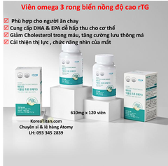 Omega 3 chiết xuất từ tảo biển cho người ăn chay chứa hàm lượng cao DHA & EPA theo tiêu chuẩn rTG dễ hấp thu giúp cải thiện tim mạch và trí não - Atomy Vegan Algae rTG Omega 3 - 애터미 비건 조류 알티지 오메가3 - Atomy Веганские водоросли rTG Omega