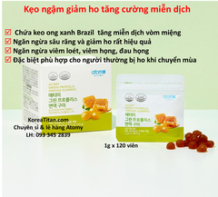 Viên ngậm tăng cường hệ miễn dịch tự nhiên được chiết xuất từ keo ong xanh Brazil loại bỏ mùi hôi miệng và trị viêm họng  cực kỳ hiệu quả (1g x 120 viên) - Atomy green propolis immune gummies - 애터미 그린프로폴리스 면역구미 - Атоми зеленый прополис иммунные жевательные конфеты