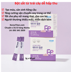 Bột sắt chiết xuất từ trái cây dễ hấp thu, giúp tạo máu và tăng cường hệ miễn dịch, phù hợp mọi lứa tuổi: người già, trẻ em, phụ nữ mang thai đều dùng được (2g x 60 gói) - Atomy Iron  - Atomy Iron - 애터미 다리미 - Атоми Железо