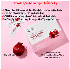 Nước ép lựu đỏ Thỗ Nhĩ Kỳ chứa hàm lượng cao Axit Ellagic 31.92mg / 2 gói rất giàu chất chống oxy hoá giúp trẻ hoá da và cải thiện tiền mãn kinh phụ nữ trung niên (15g x 60 gói) - Atomy Pomegrante - 애터미 석류 - Атоми Гранат