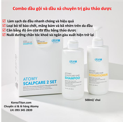Combo dầu gội và dầu xả chuyên ngăn ngừa và dứt điểm gàu nhanh chóng chiết xuất 26 loại thảo mộc tự nhiên mát lạnh sảng khoái - Atomy Scalpcare 2 set - 애터미 스칼프케어 2종 세트 - Атоми Скалпкеар Набор