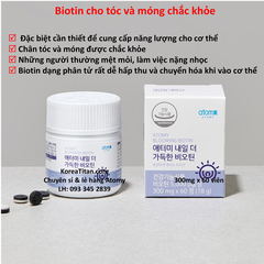 Viên uống bổ sung Biotin hàm lượng cao 5.000 ug cung cấp năng lượng và trao đổi chất mạnh mẽ, ngăn ngừa rụng tóc, tóc, móng, da khoẻ mạnh hơn (300mg x 60 viên) - Atomy Blooming Biotin - 애터미 블루밍 비오틴 - Атоми Цветущий Биотин