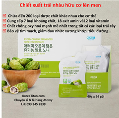 Nước ép trái nhàu hữu cơ  giàu khoáng chất và hoạt tính sinh học, nhiều chất chống oxy hoá cao, đậm đà dinh dưỡng và được loại bỏ mùi khó chịu của trái nhàu(40g x 20 gói) - Atomy Organic Fermented Noni Concentrate - 애터미 유기농발효노니농축액 - Атоми Ферментированный концентрат Нони