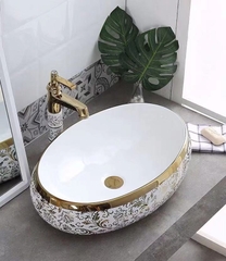 LAVABO TRÒN HOA VĂN ĐẶT DƯƠNG BÀN 8170G