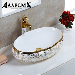 LAVABO TRÒN HOA VĂN ĐẶT DƯƠNG BÀN 8170G