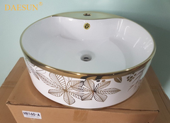 LAVABO TRÒN HOA VĂN ĐẶT DƯƠNG BÀN DS 8160
