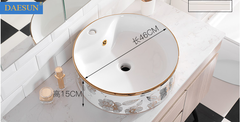 LAVABO TRÒN HOA VĂN ĐẶT DƯƠNG BÀN DS 8160