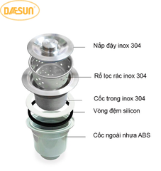 CHẬU RỬA BÁT INOX  CÓ BÀN CHỜ DAESUN DS 765