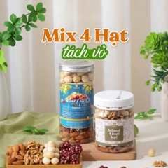 Mixed nuts 4 loại hạt dinh dưỡng Macca, Óc Chó Vàng, Óc Chó Đỏ, Hạnh Nhân đã tách vỏ