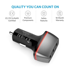 Sạc ô tô Anker 3 cổng, 36w - Black