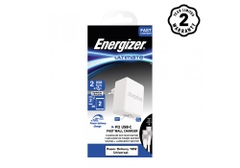 Sạc Energizer 30W PD18W 1USB-C/1USB, kèm cáp USB-C2 màu trắng - AC11PFEUUCC3