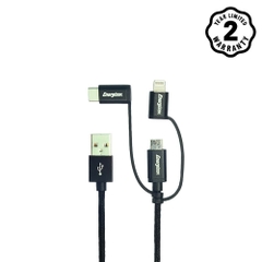 Cáp 3 in 1 Energizer Metallic Lightning-Micro-Type C 1.2m - C13UBX3CFBK4