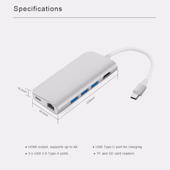 Cổng Nối Letouch Hub USB-C 8in1 Silver