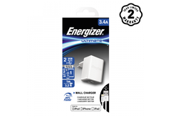 Sạc Energizer UL 3.4A 2USB + Cáp Lightning - ACA2CUSULI3, ACA2CEUULI3