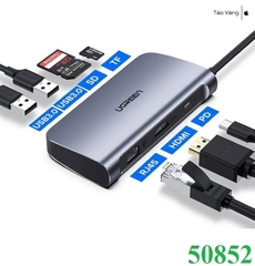 Thiết bị mở rộng USB Type-C to HDMI/ Hub USB 3.0/ SD/TF/Lan Gigabit/ PD 100W Ugreen 50852