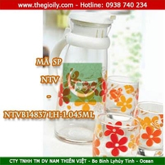 Bộ bình ly thủy tinh B14837-ly hoa