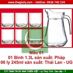 Bộ bình ly thủy tinh 350 Pháp