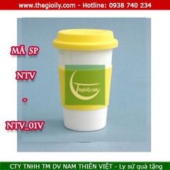 Ly sứ có nắp giá rẻ 01 màu vàng