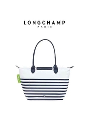 Túi Longchamp La Pliage kẻ xanh trắng