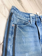 Quần jean dáng baggy Rauph Lauren xanh viền sọc đen