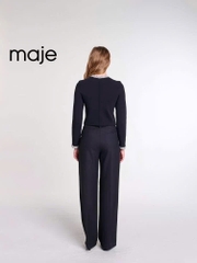 Áo khoác Maje đen cổ đính đá