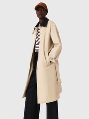 Áo khoác trench coat cổ và tay áo tương phản