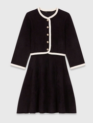 Áo cardigan cổ tròn viền trắng