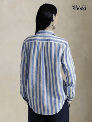 Sơ mi Massimo Dutti cổ đức kẻ dáng loose