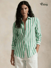 Sơ mi Massimo Dutti cổ đức kẻ dáng loose