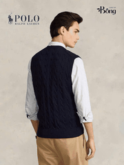 Áo gilett len Polo RL cổ V vặn thừng 2 màu