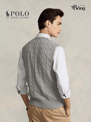 Áo gilett len Polo RL cổ V vặn thừng 2 màu