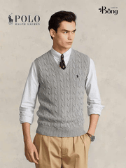 Áo gilett len Polo RL cổ V vặn thừng 2 màu