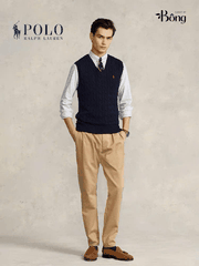 Áo gilett len Polo RL cổ V vặn thừng 2 màu