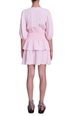 Váy Maje hồng cotton đũi dáng xếp ly ngắn