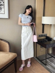 Chân váy jean zara màu trắng dáng chữ A