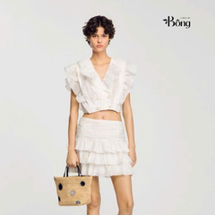 Áo Croptop nhún bèo Sandro