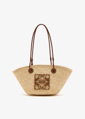 Túi Anagram Basket làm từ lá cọ iraca và da bê
